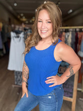 Load image into Gallery viewer, Blue Ribbed Lounge Tank