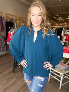 Teal Long Sleeve Blouse
