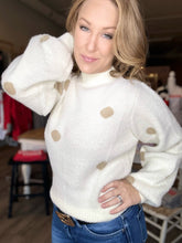 Load image into Gallery viewer, Ivory Taupe Polka Dot Sweater