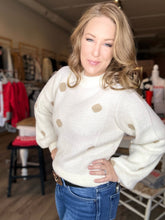 Load image into Gallery viewer, Ivory Taupe Polka Dot Sweater