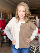 Load image into Gallery viewer, Taupe Color Block Sweater