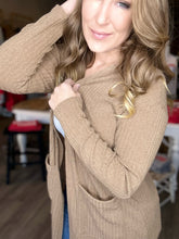 Load image into Gallery viewer, Taupe Long Open Front Cardigan