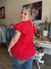 Load image into Gallery viewer, Red Half Button Woven Top
