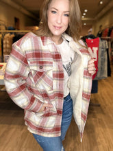 Load image into Gallery viewer, Terra Cotta Plaid Sherpa Lined Jacket