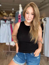 Load image into Gallery viewer, Black Ribbed Knit Tank Top