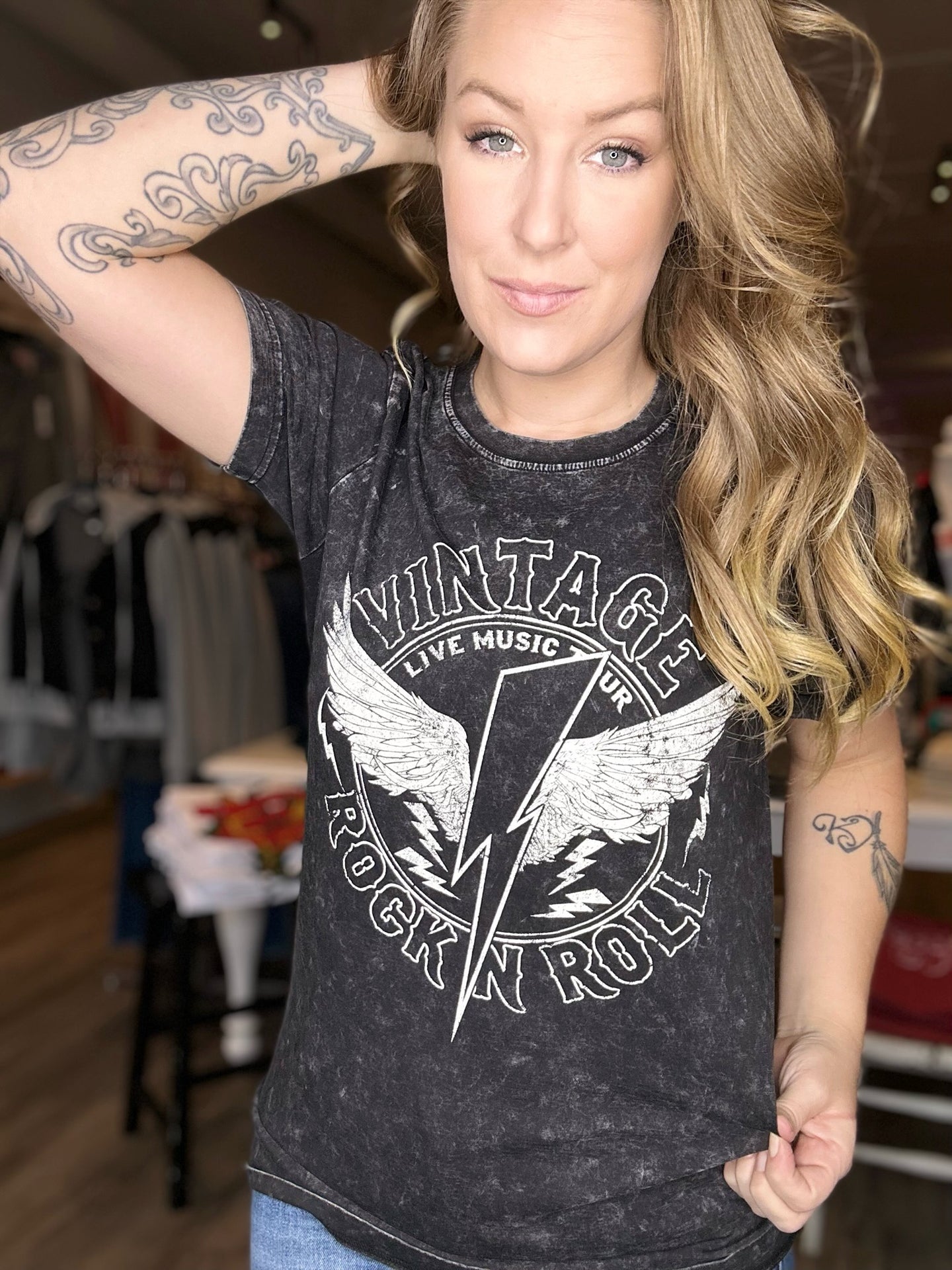 Black Vintage Rock Graphic Tee