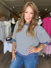Load image into Gallery viewer, Blue Stripe Drop Shoulder Top