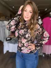 Load image into Gallery viewer, Black Floral Mesh Long Sleeve
