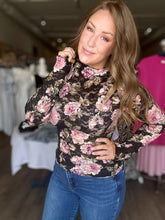 Load image into Gallery viewer, Black Floral Mesh Long Sleeve