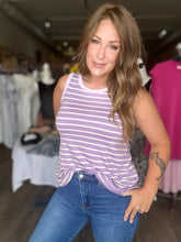 Load image into Gallery viewer, Lavender Color Block Multi Stripe Tank