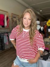 Load image into Gallery viewer, Red Striped Knit Top