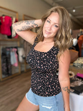 Load image into Gallery viewer, Black Square Neck Cap Sleeve Top
