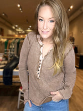 Load image into Gallery viewer, Camel Henley Long Sleeve