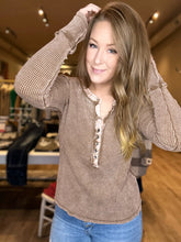 Load image into Gallery viewer, Camel Henley Long Sleeve