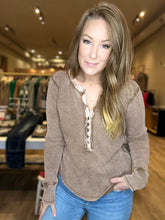 Load image into Gallery viewer, Camel Henley Long Sleeve