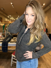 Load image into Gallery viewer, Ash Black Henley Long Sleeve