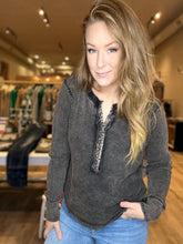 Load image into Gallery viewer, Ash Black Henley Long Sleeve