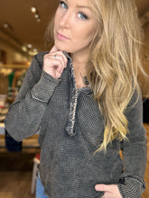Load image into Gallery viewer, Ash Black Henley Long Sleeve
