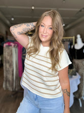 Load image into Gallery viewer, Taupe Ribbed Striped Knit Top