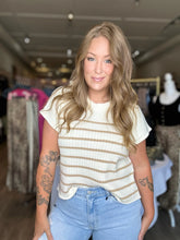 Load image into Gallery viewer, Taupe Ribbed Striped Knit Top