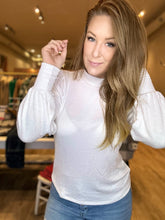Load image into Gallery viewer, White Ribbed Bishop Sleeve Top