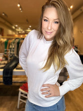 Load image into Gallery viewer, White Ribbed Bishop Sleeve Top