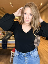 Load image into Gallery viewer, Black Long Sleeve BodySuit