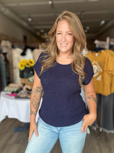 Load image into Gallery viewer, Navy Relaxed Crew Neck Top