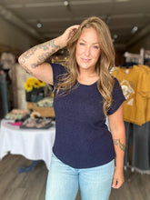 Load image into Gallery viewer, Navy Relaxed Crew Neck Top