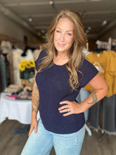 Load image into Gallery viewer, Navy Relaxed Crew Neck Top