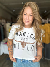 Load image into Gallery viewer, White Wanted Graphic Crop Tee