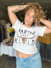 Load image into Gallery viewer, White Wanted Graphic Crop Tee