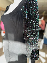 Load image into Gallery viewer, Black Sequin Sleeve Bodycon Dress