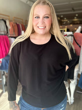 Load image into Gallery viewer, Black Ribbed Batwing Top