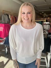 Load image into Gallery viewer, Ivory Ribbed Batwing Top