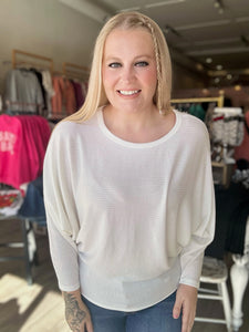 Ivory Ribbed Batwing Top