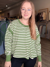 Load image into Gallery viewer, Green Striped Long Sleeve Top