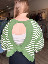 Load image into Gallery viewer, Green Striped Long Sleeve Top