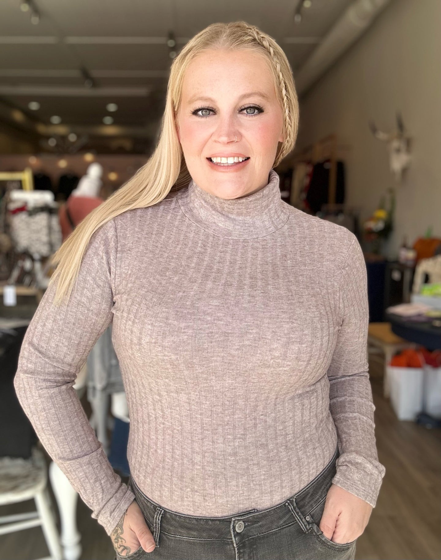 Cocoa Turtle Neck Long Sleeve Top