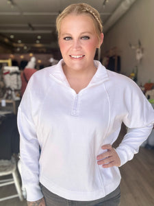 White Half-Zip Pullover