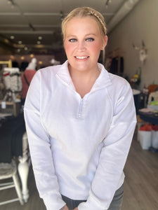 White Half-Zip Pullover