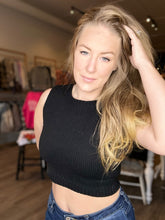 Load image into Gallery viewer, Black Knitted Crop Tank
