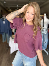 Load image into Gallery viewer, Plum Mineral Wash Pocket Top