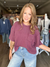 Load image into Gallery viewer, Plum Mineral Wash Pocket Top