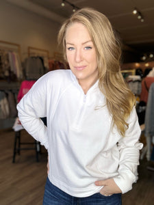 White Half-Zip Pullover