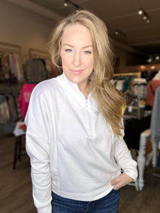 White Half-Zip Pullover