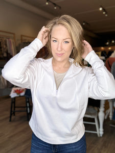 White Half-Zip Pullover
