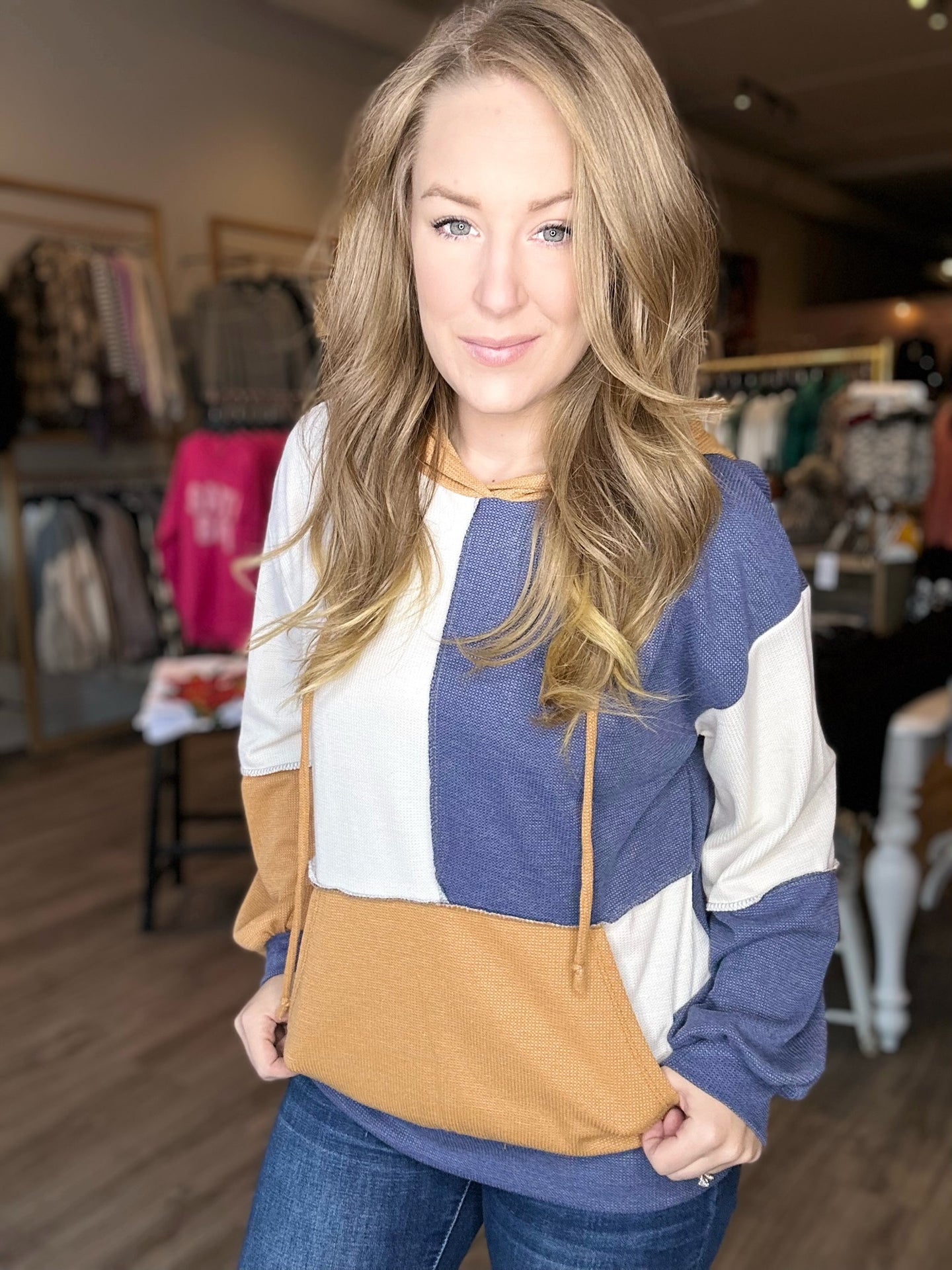 Tan Tri Color Thermal Hoodie