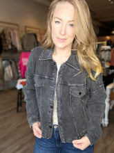 Load image into Gallery viewer, Black Mineral Washed Waist Jacket