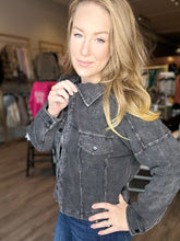 Load image into Gallery viewer, Black Mineral Washed Waist Jacket